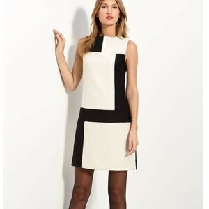 Max Mara Monochrome Color Block Sleeveless Sheath Dress White Black Womens Large